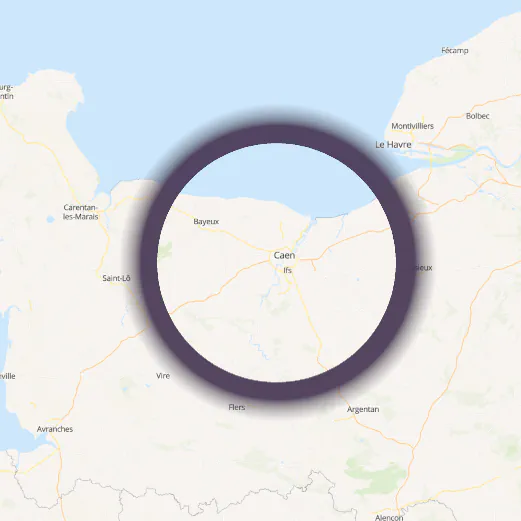 Carte de zone d'intervention : Calvados, Orne, Manche